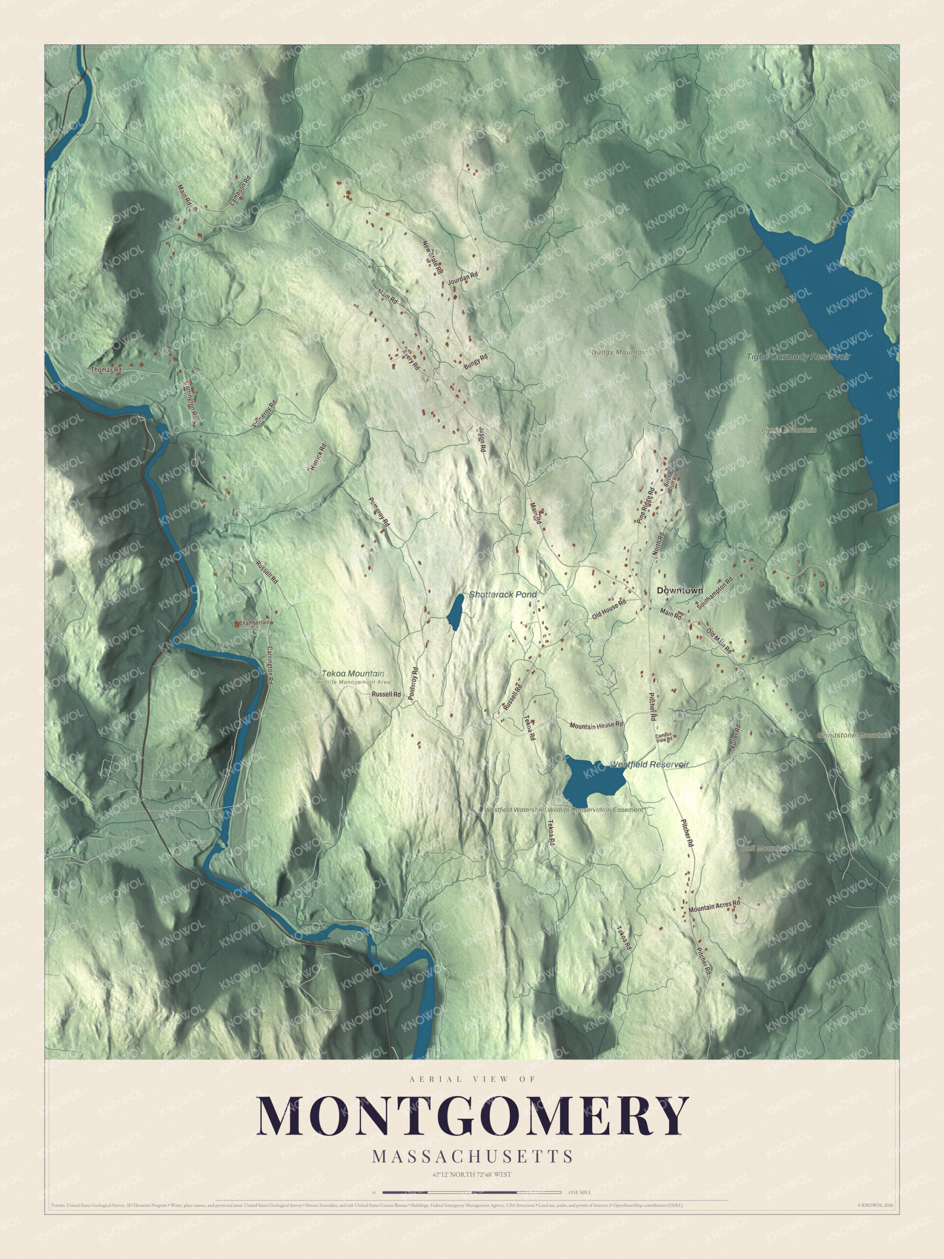 Protected watermarked complete map of Montgomery, Massachusetts