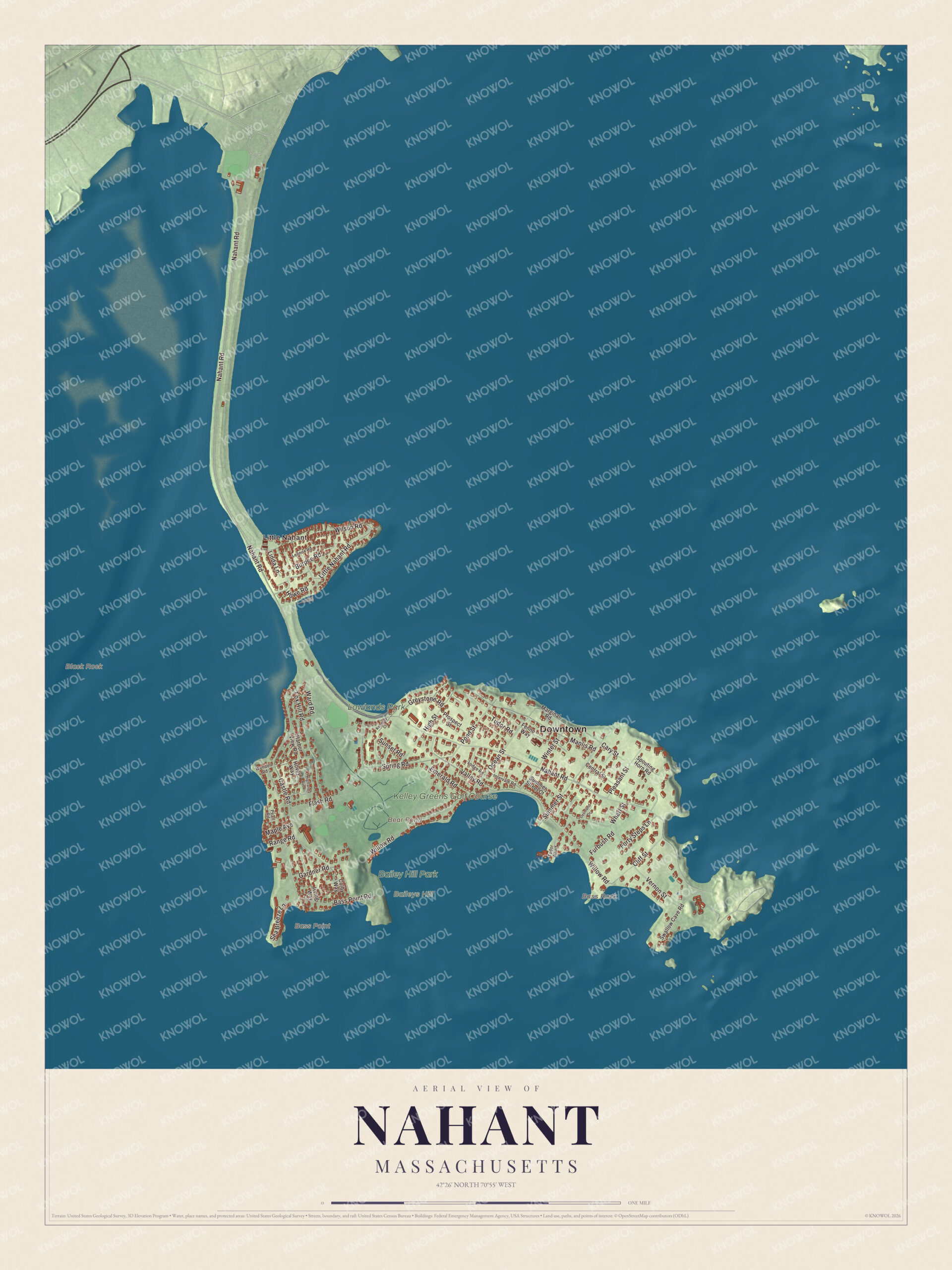 Protected watermarked complete map of Nahant, Massachusetts
