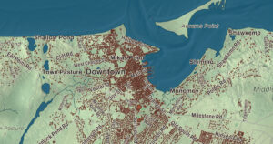 Close-up of the Nantucket, Massachusetts aerial map