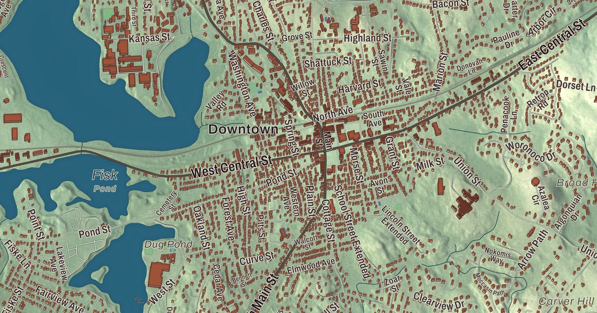 Beautifully Detailed Map of Natick, Massachusetts