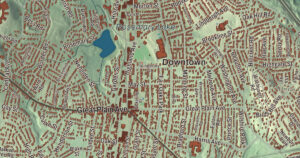 Close-up of the Needham, Massachusetts aerial map