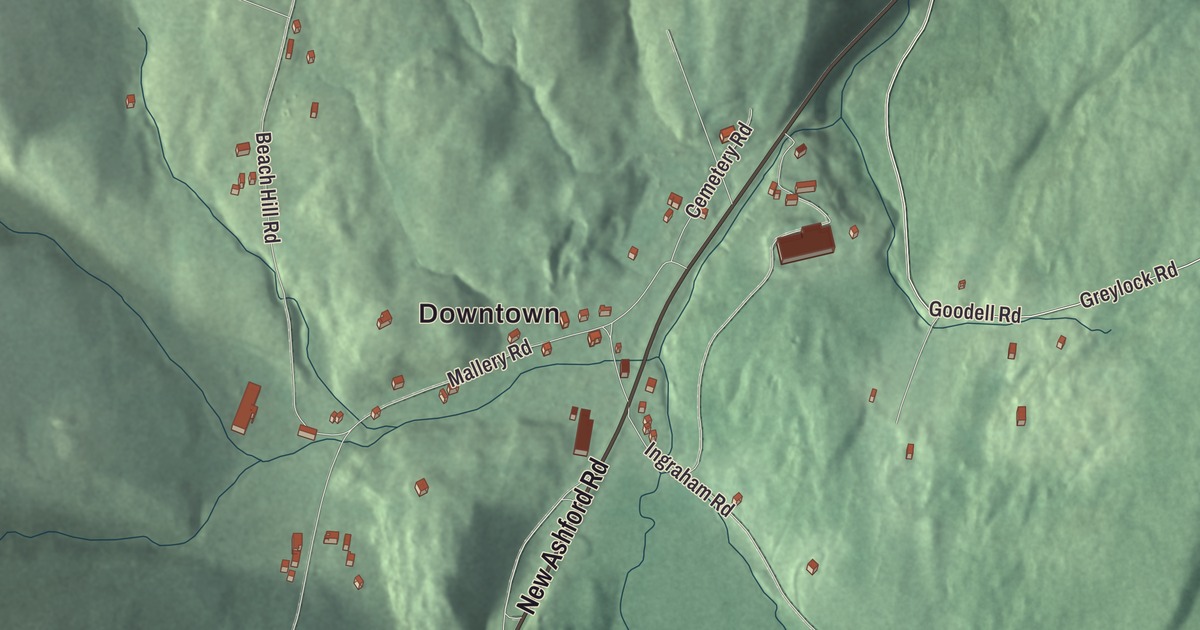Beautifully Detailed Map of New Ashford, Massachusetts