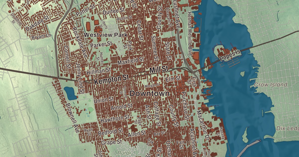 Beautifully Detailed Map of New Bedford, Massachusetts