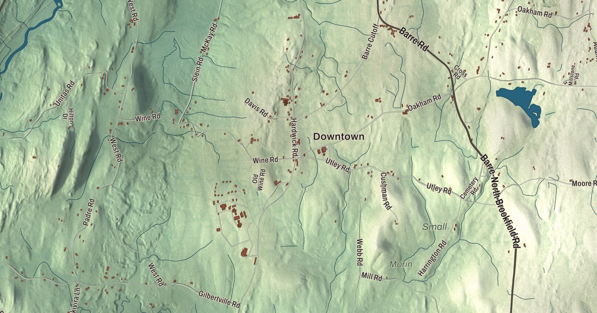 Beautifully Detailed Map of New Braintree, Massachusetts