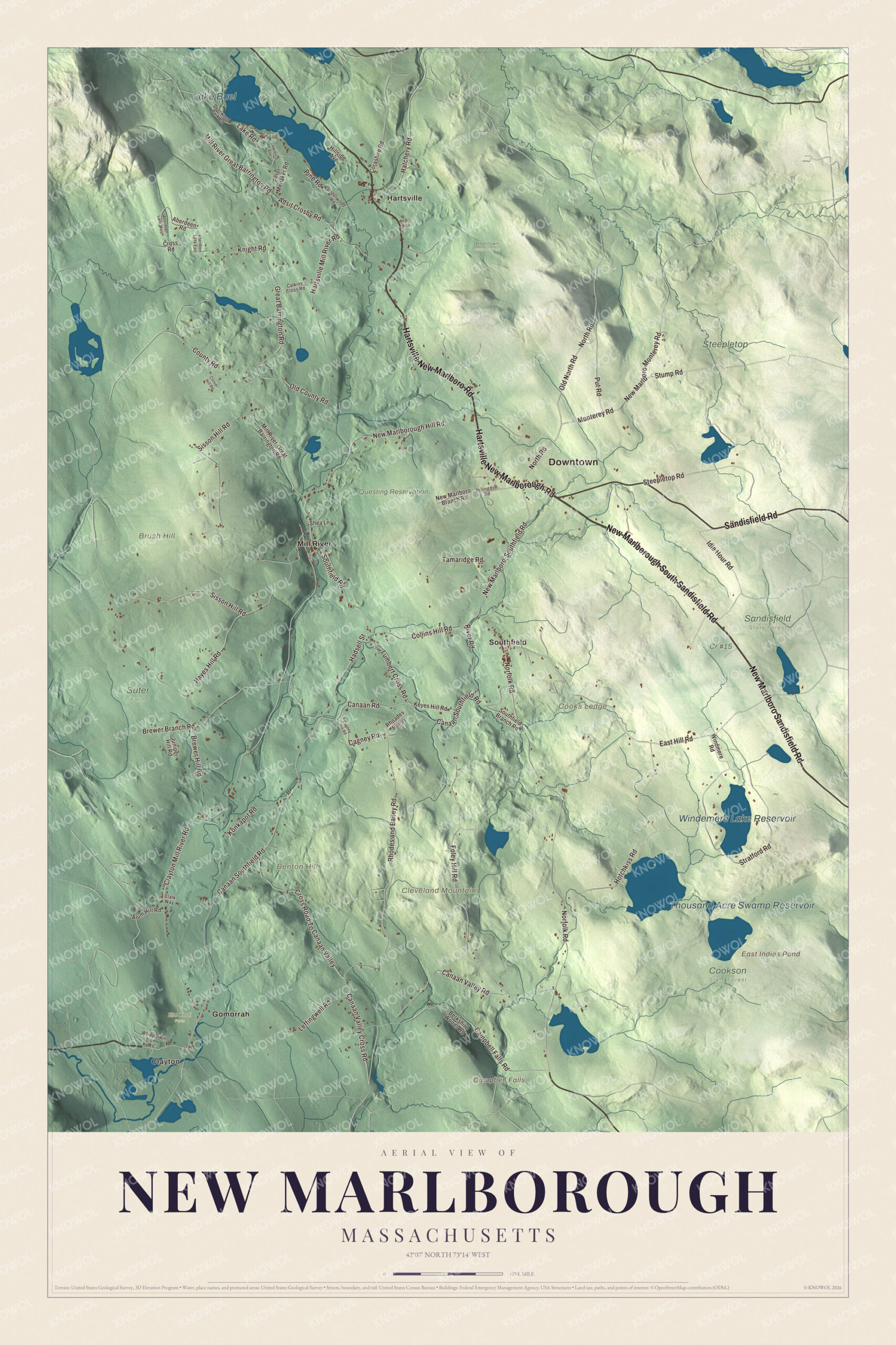 Protected watermarked complete map of New Marlborough, Massachusetts