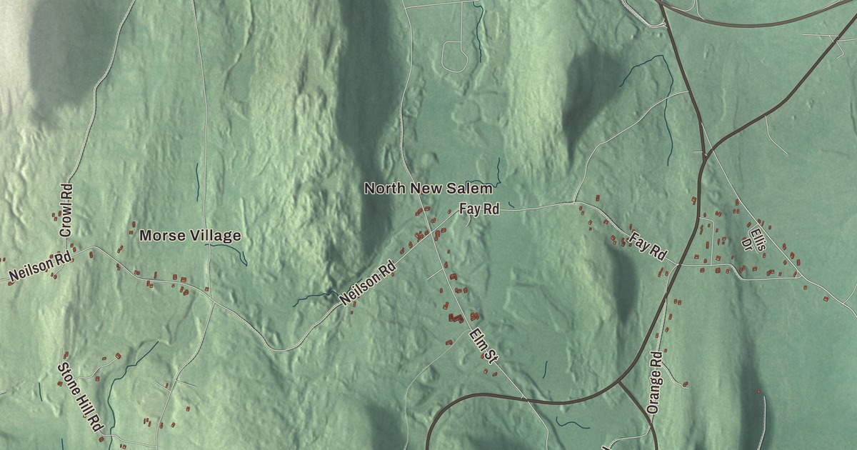 Beautifully Detailed Map of New Salem, Massachusetts