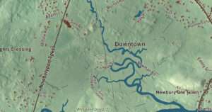 Close-up of the Newbury, Massachusetts aerial map
