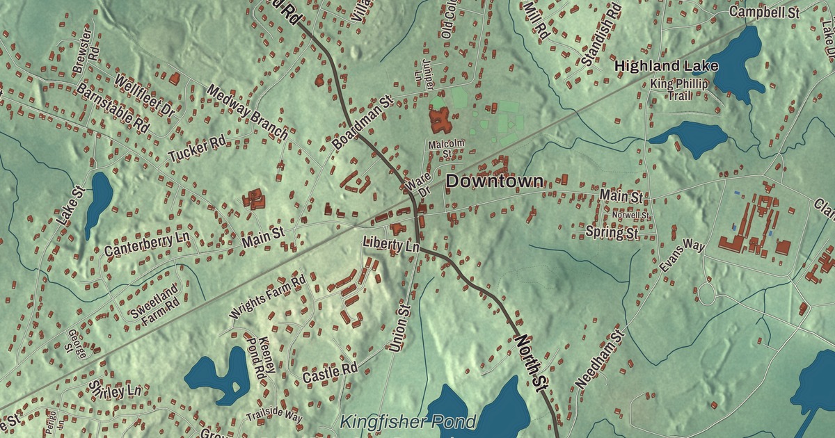 Beautifully Detailed Map of Norfolk, Massachusetts
