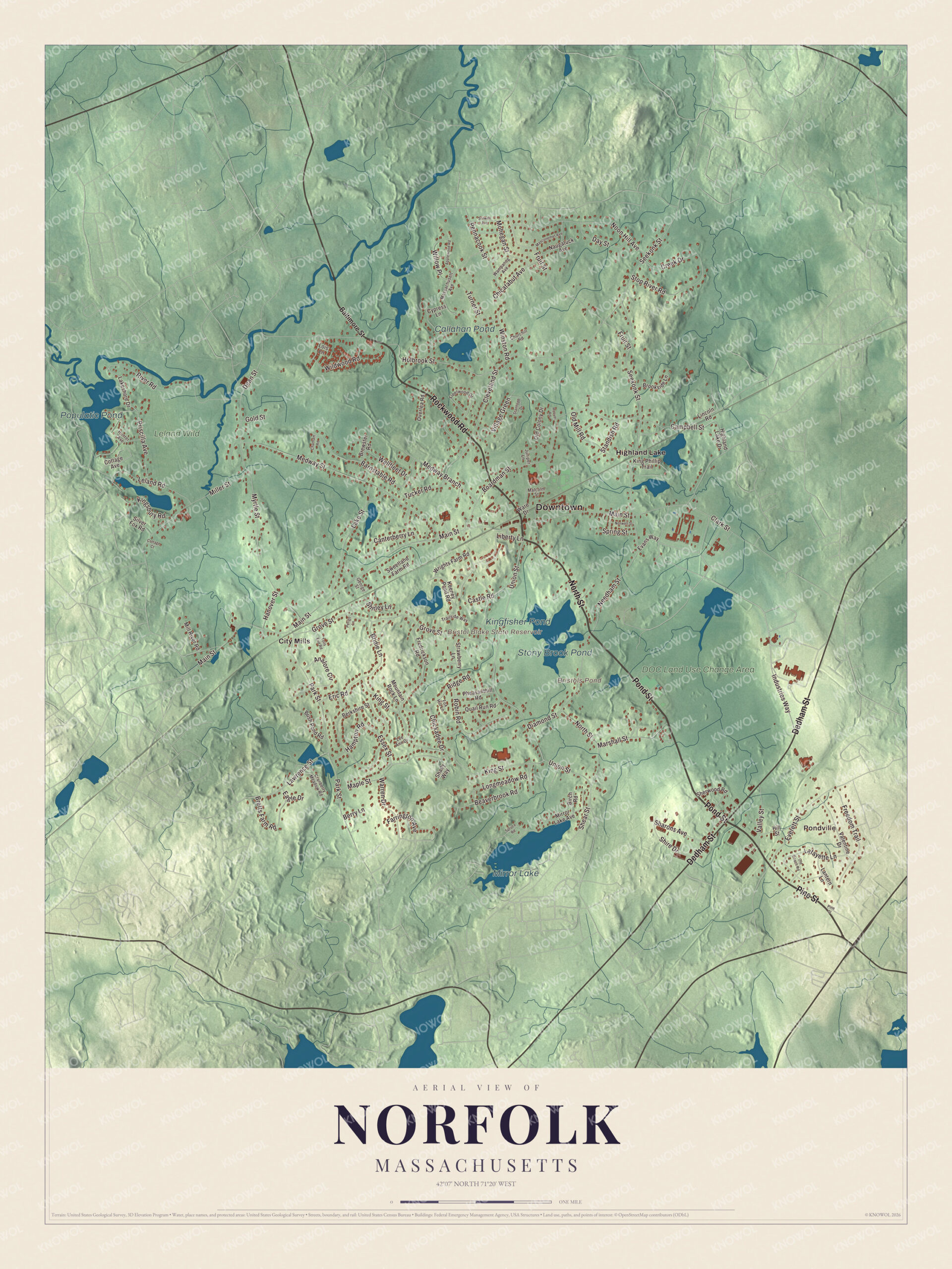Protected watermarked complete map of Norfolk, Massachusetts