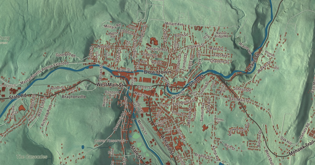 Beautifully Detailed Map of North Adams, Massachusetts