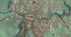 Close-up of the North Adams, Massachusetts aerial map