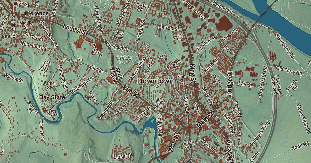 Beautifully Detailed Map of Northampton, Massachusetts