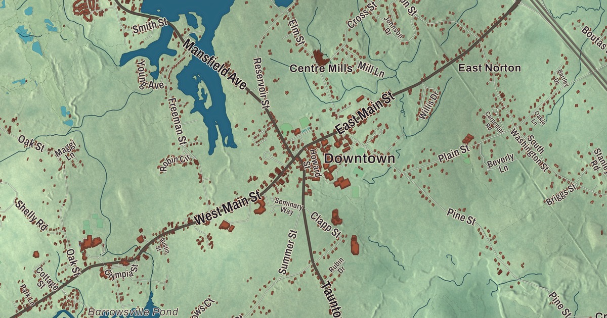 Beautifully Detailed Map of Norton, Massachusetts