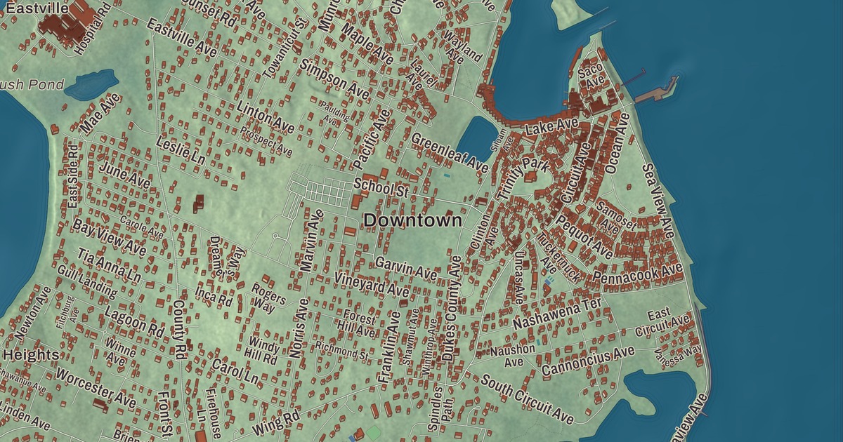 Beautifully Detailed Map of Oak Bluffs, Massachusetts