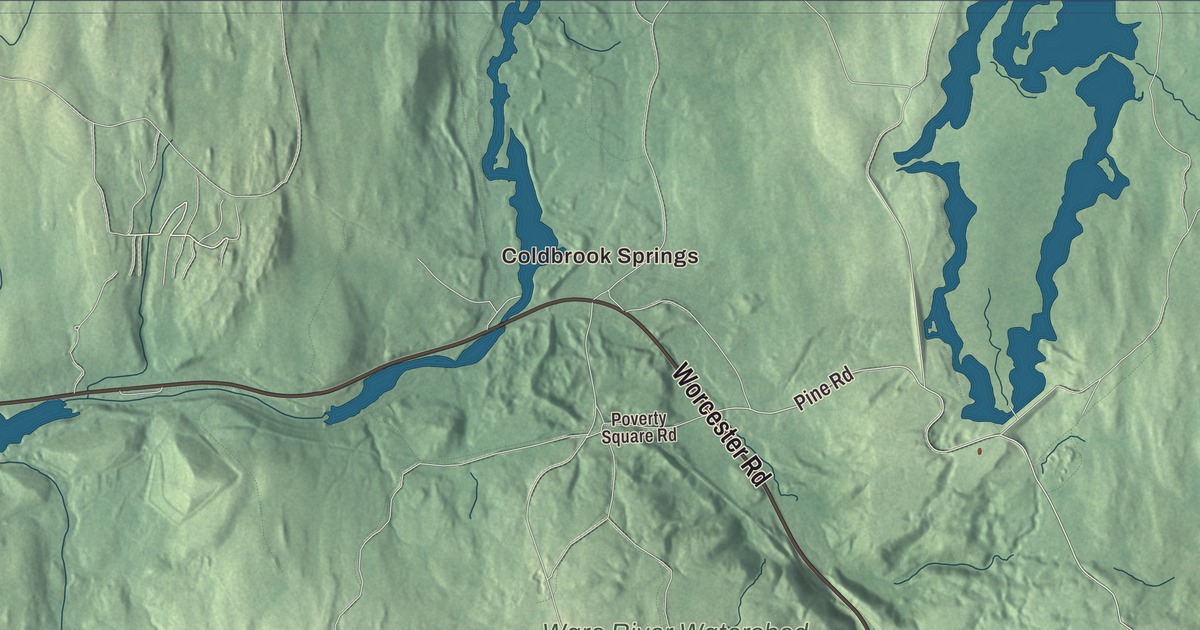 Beautifully Detailed Map of Oakham, Massachusetts