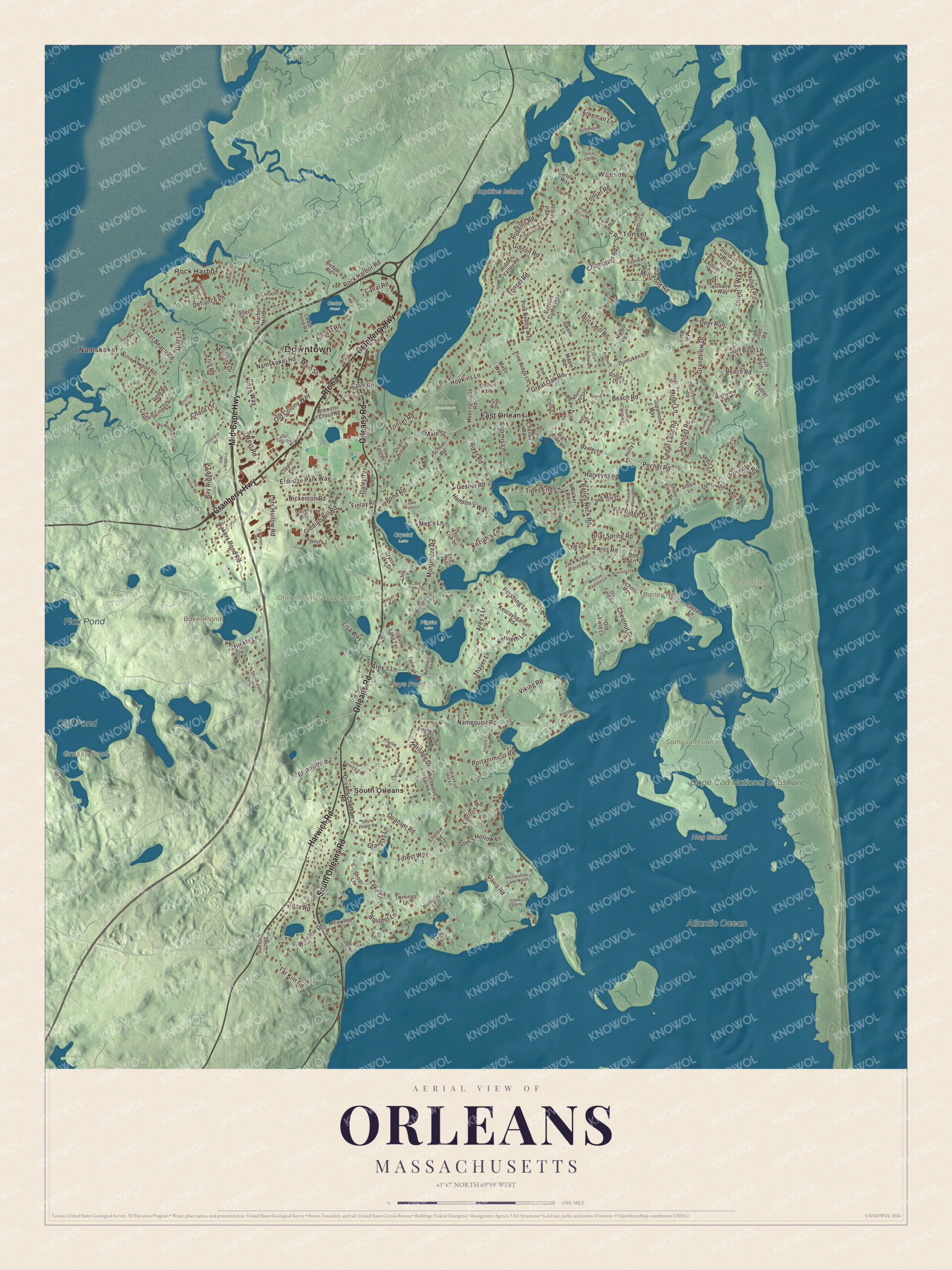 Protected watermarked complete map of Orleans, Massachusetts