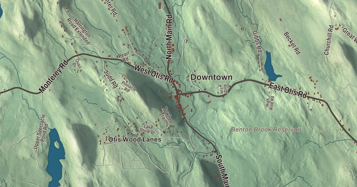 Beautifully Detailed Map of Otis, Massachusetts