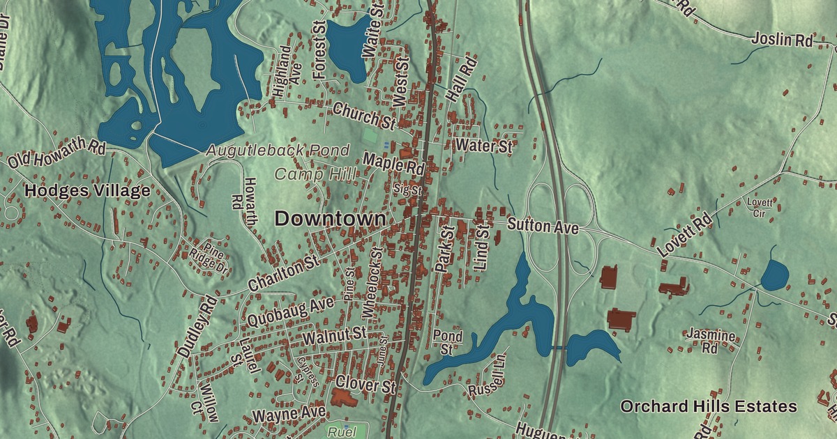 Beautifully Detailed Map of Oxford, Massachusetts