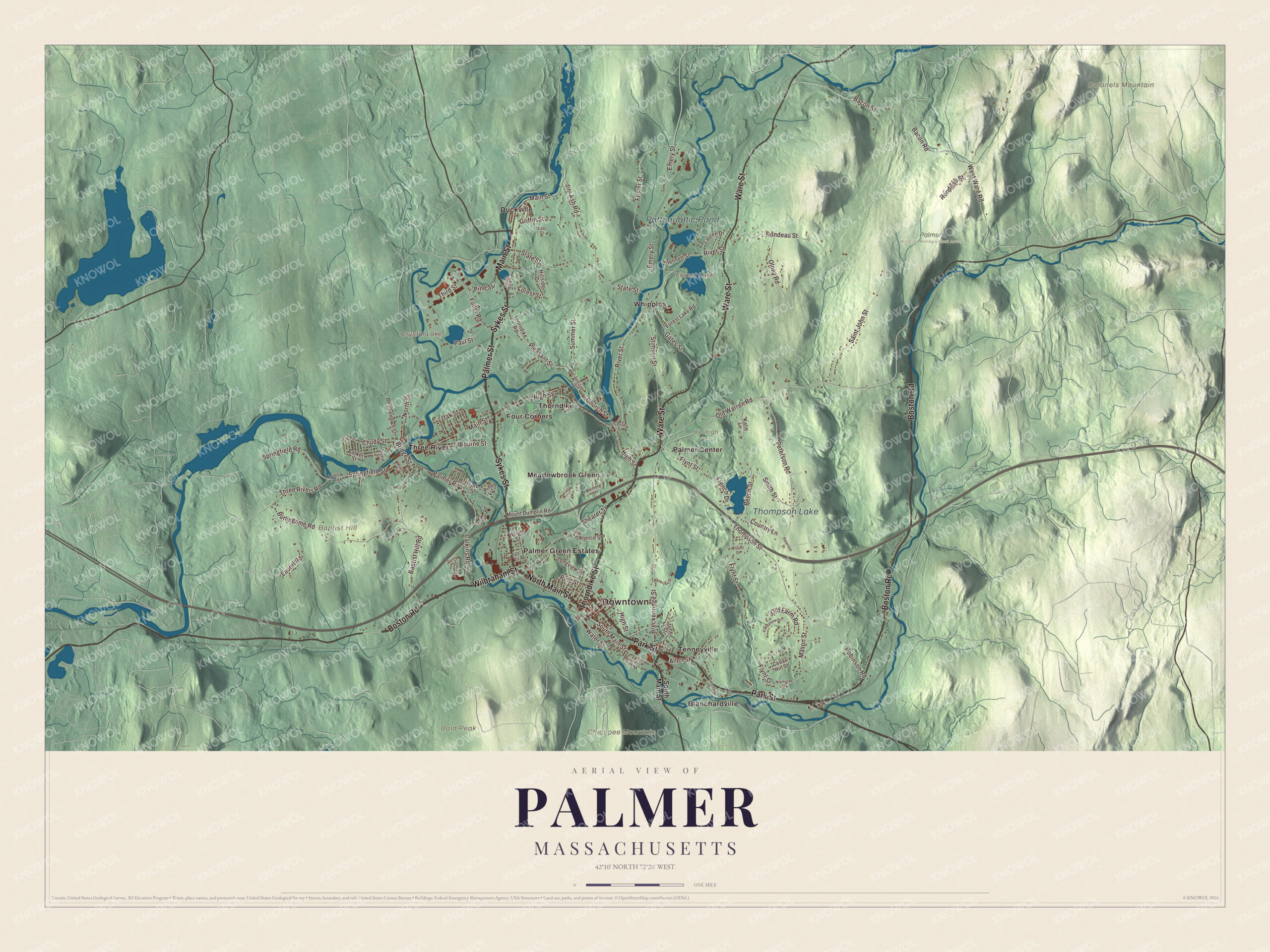 Protected watermarked complete map of Palmer, Massachusetts