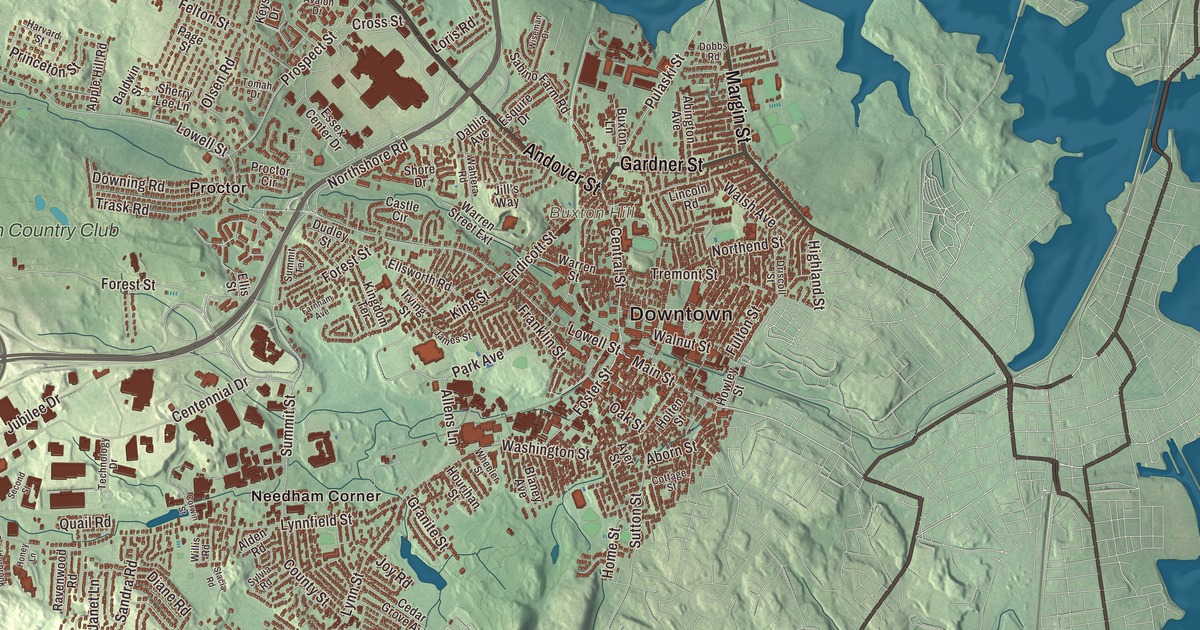 Beautifully Detailed Map of Peabody, Massachusetts