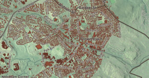 Close-up of the Peabody, Massachusetts aerial map