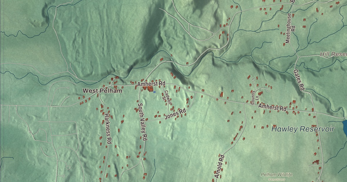 Beautifully Detailed Map of Pelham, Massachusetts