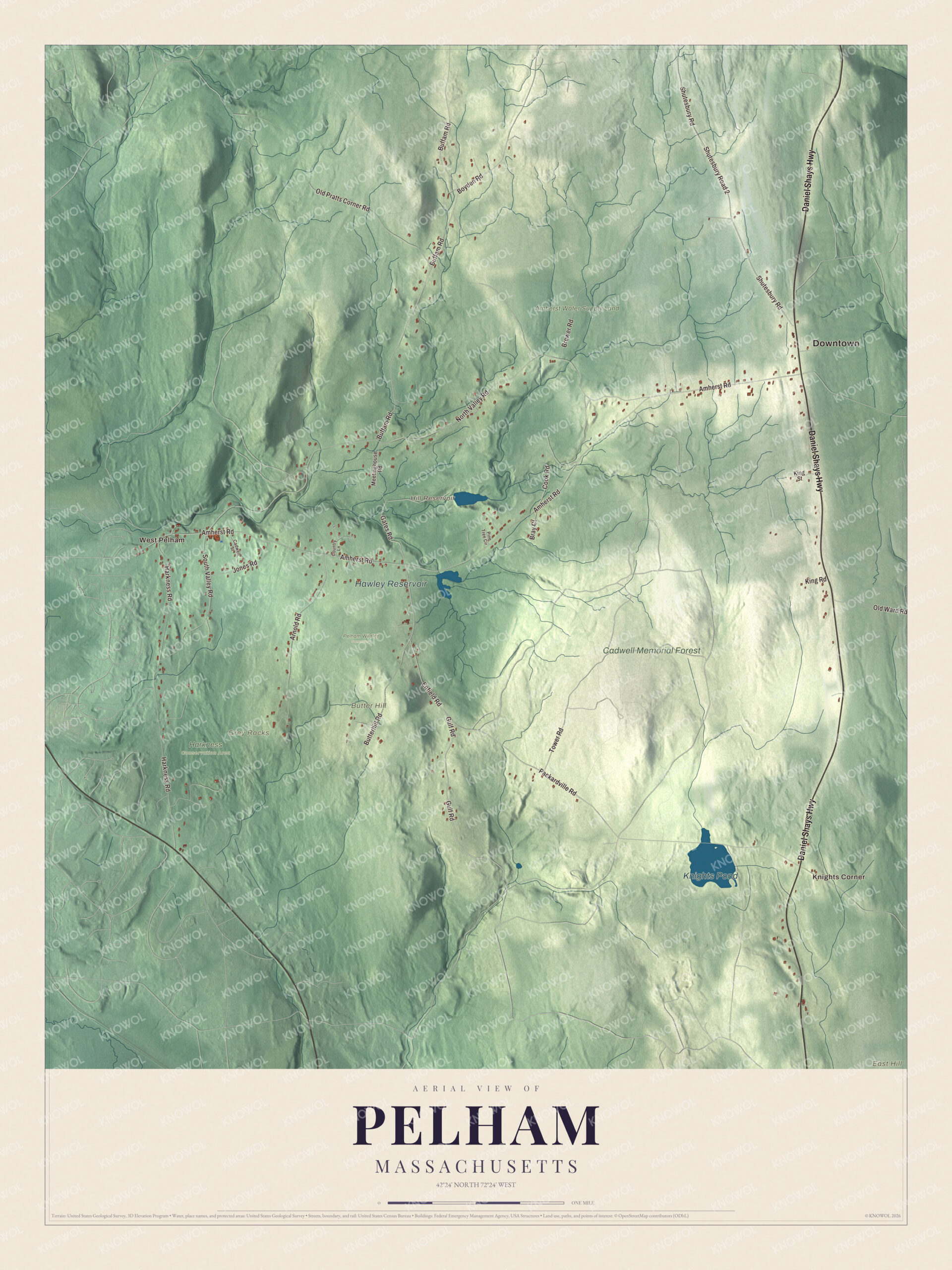 Protected watermarked complete map of Pelham, Massachusetts