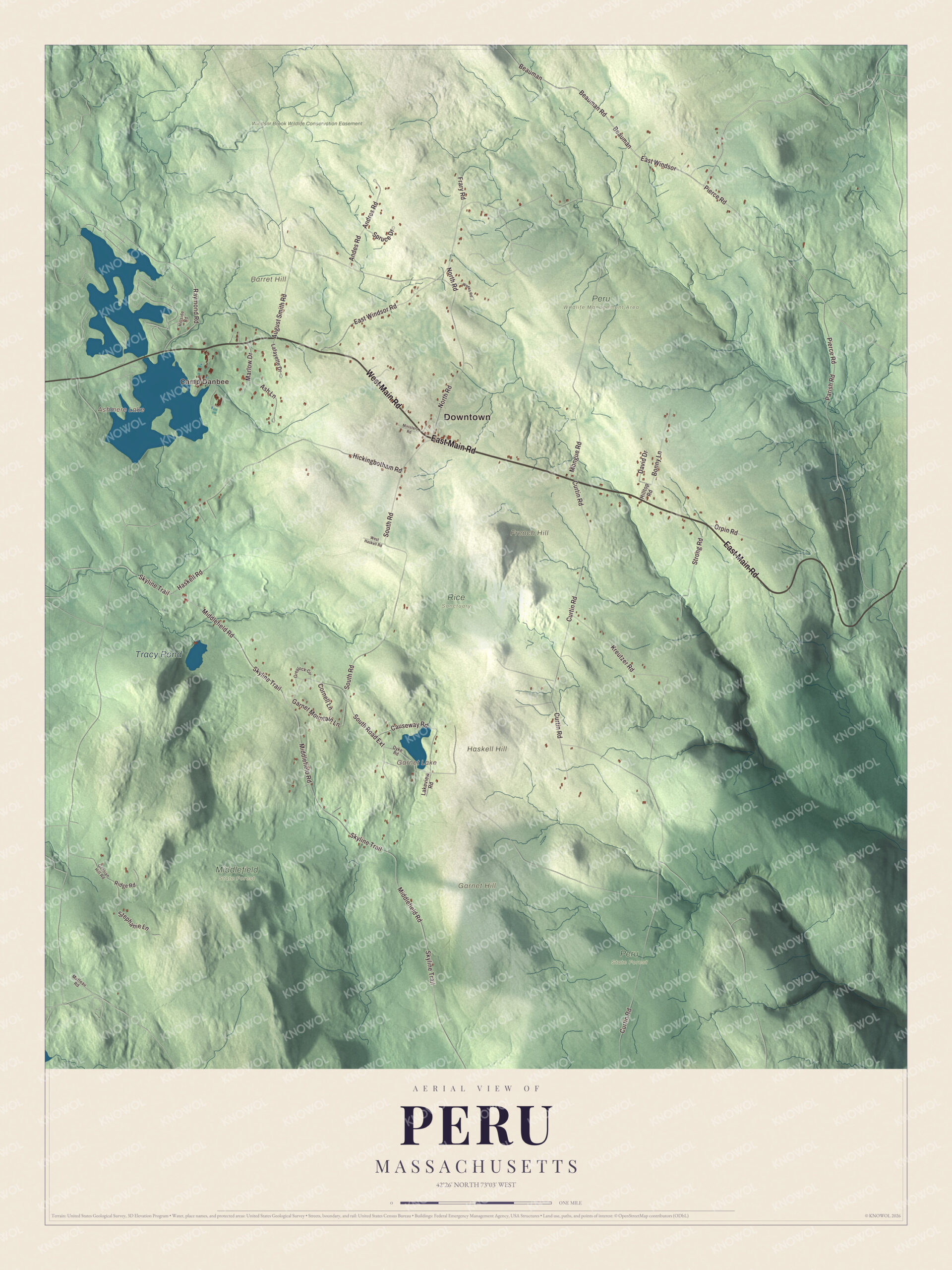Protected watermarked complete map of Peru, Massachusetts