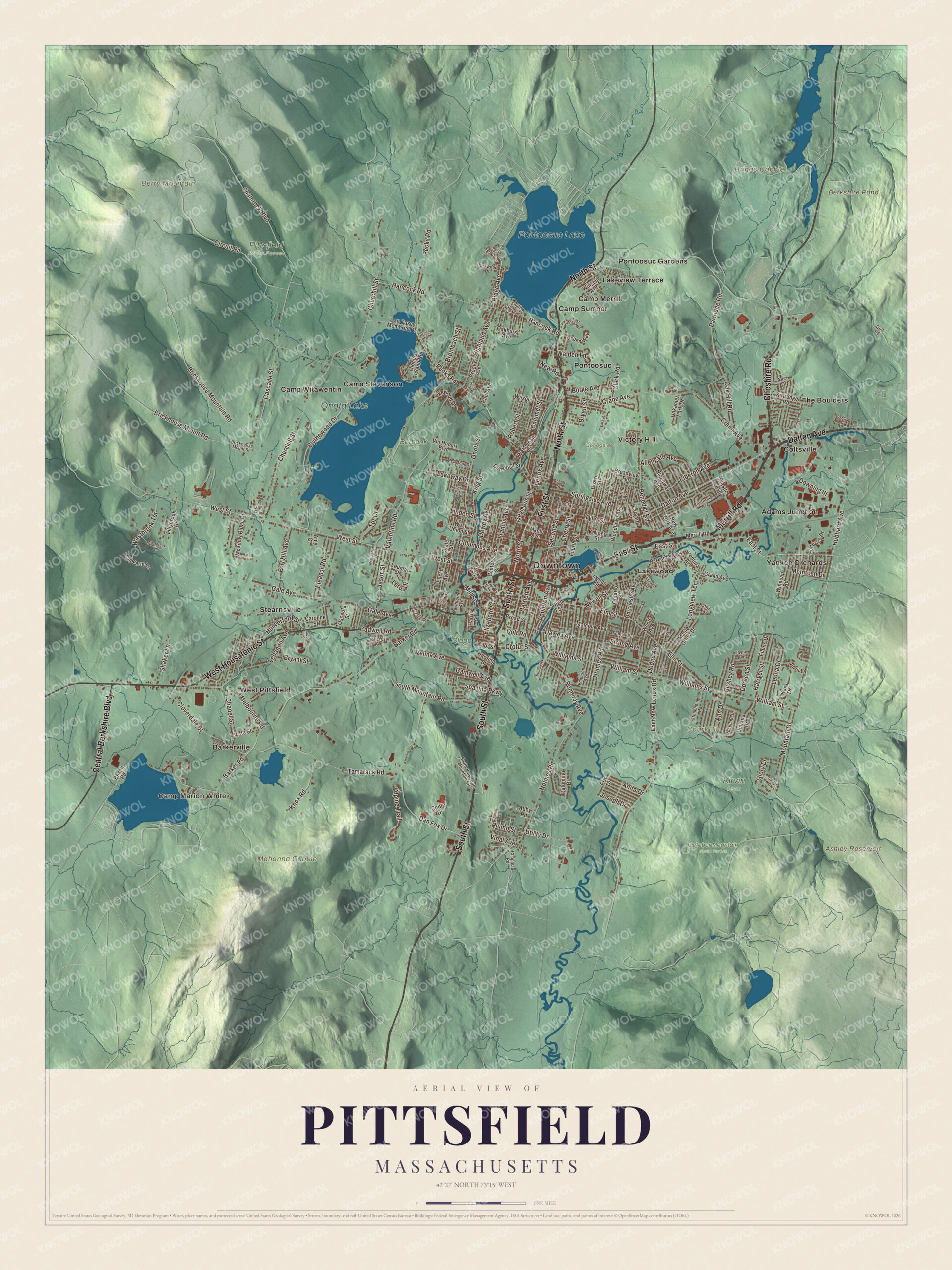 Protected watermarked complete map of Pittsfield, Massachusetts