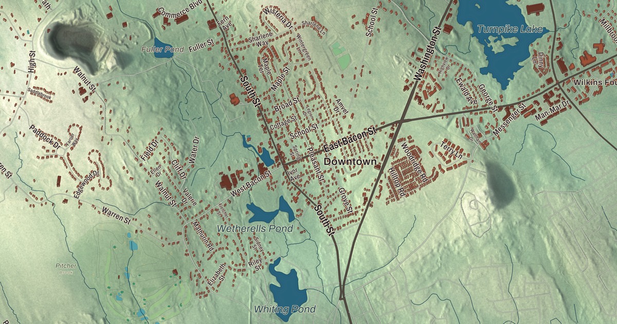 Beautifully Detailed Map of Plainville, Massachusetts