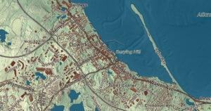 Close-up of the Plymouth, Massachusetts aerial map