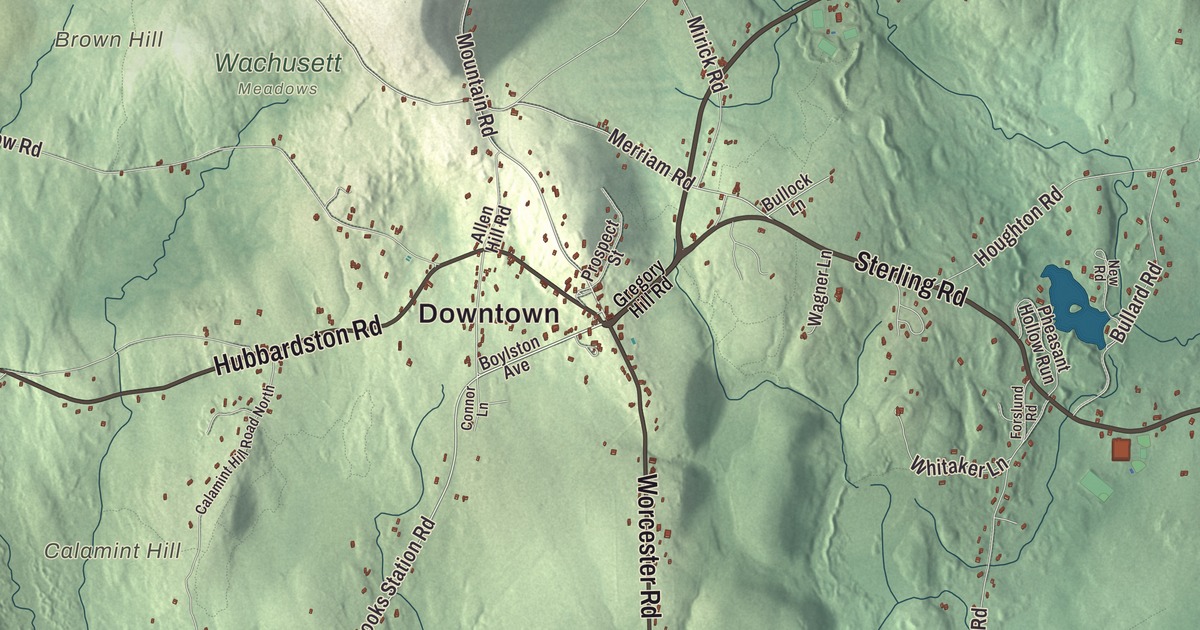 Beautifully Detailed Map of Princeton, Massachusetts