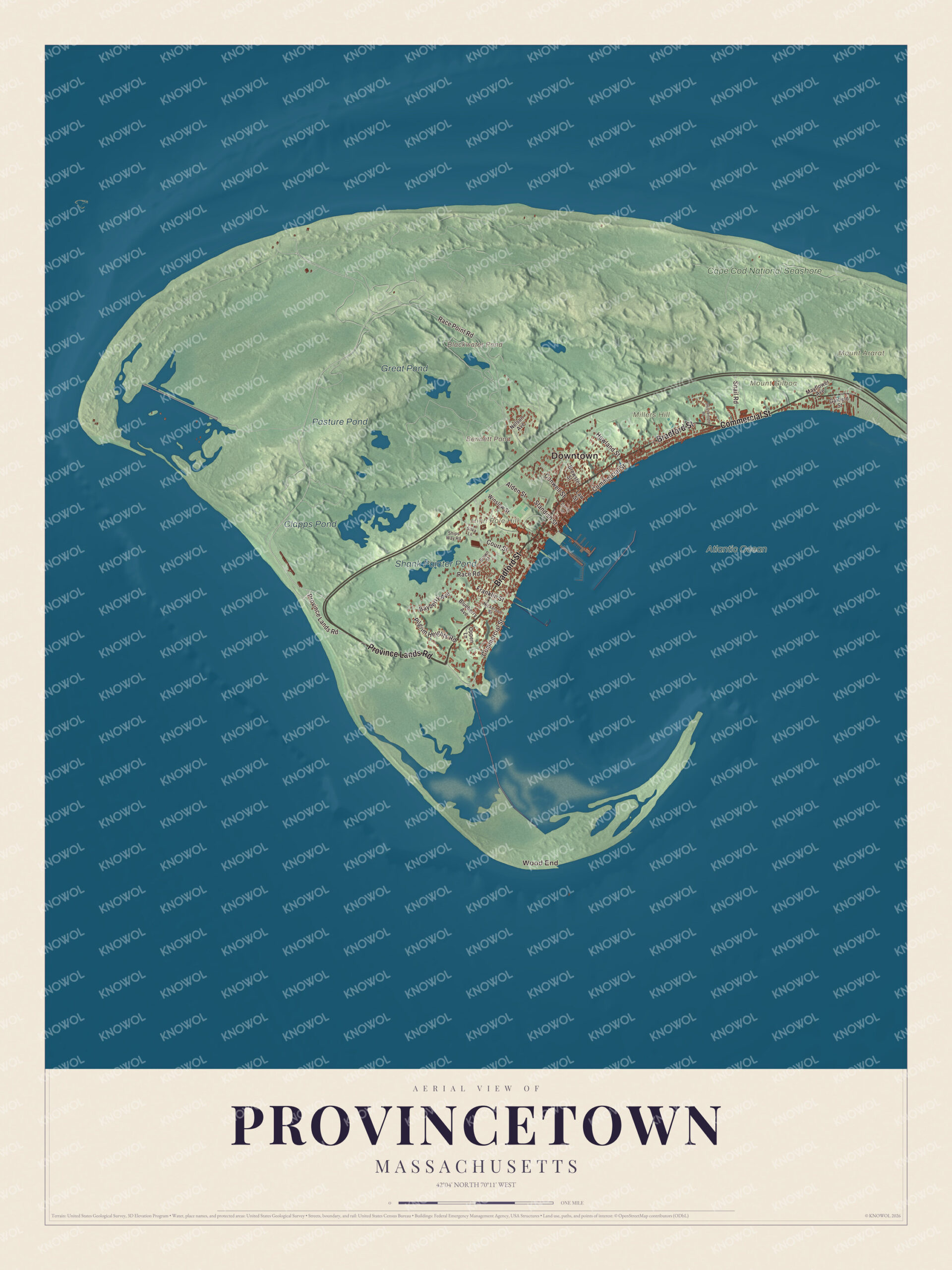 Protected watermarked complete map of Provincetown, Massachusetts