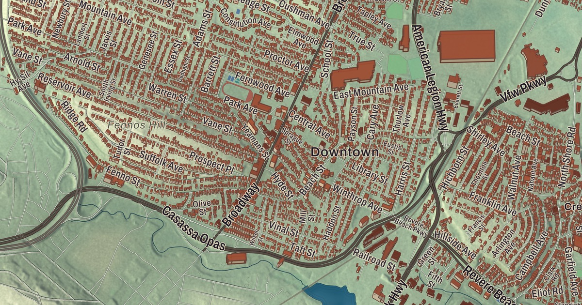 Beautifully Detailed Map of Revere, Massachusetts