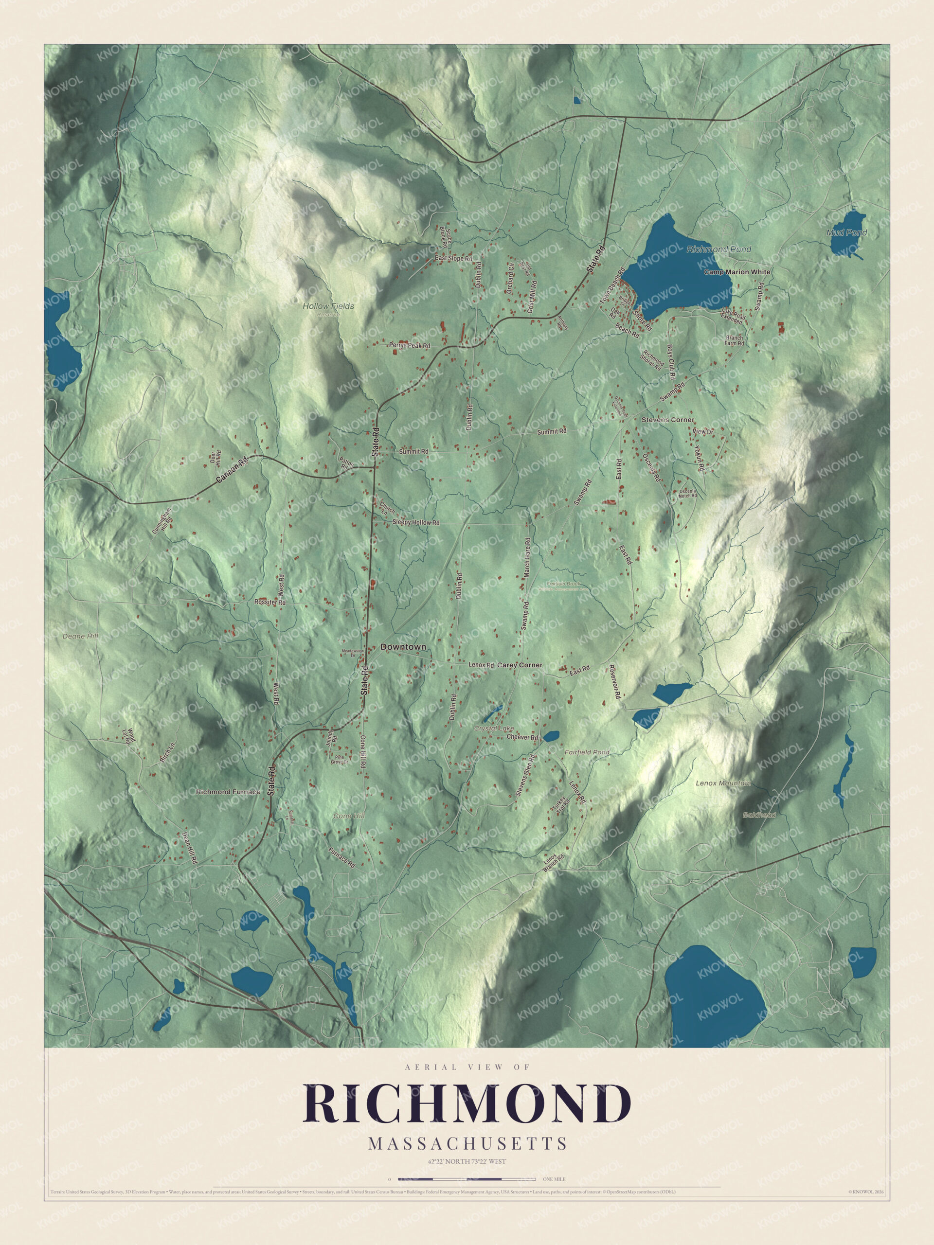 Protected watermarked complete map of Richmond, Massachusetts