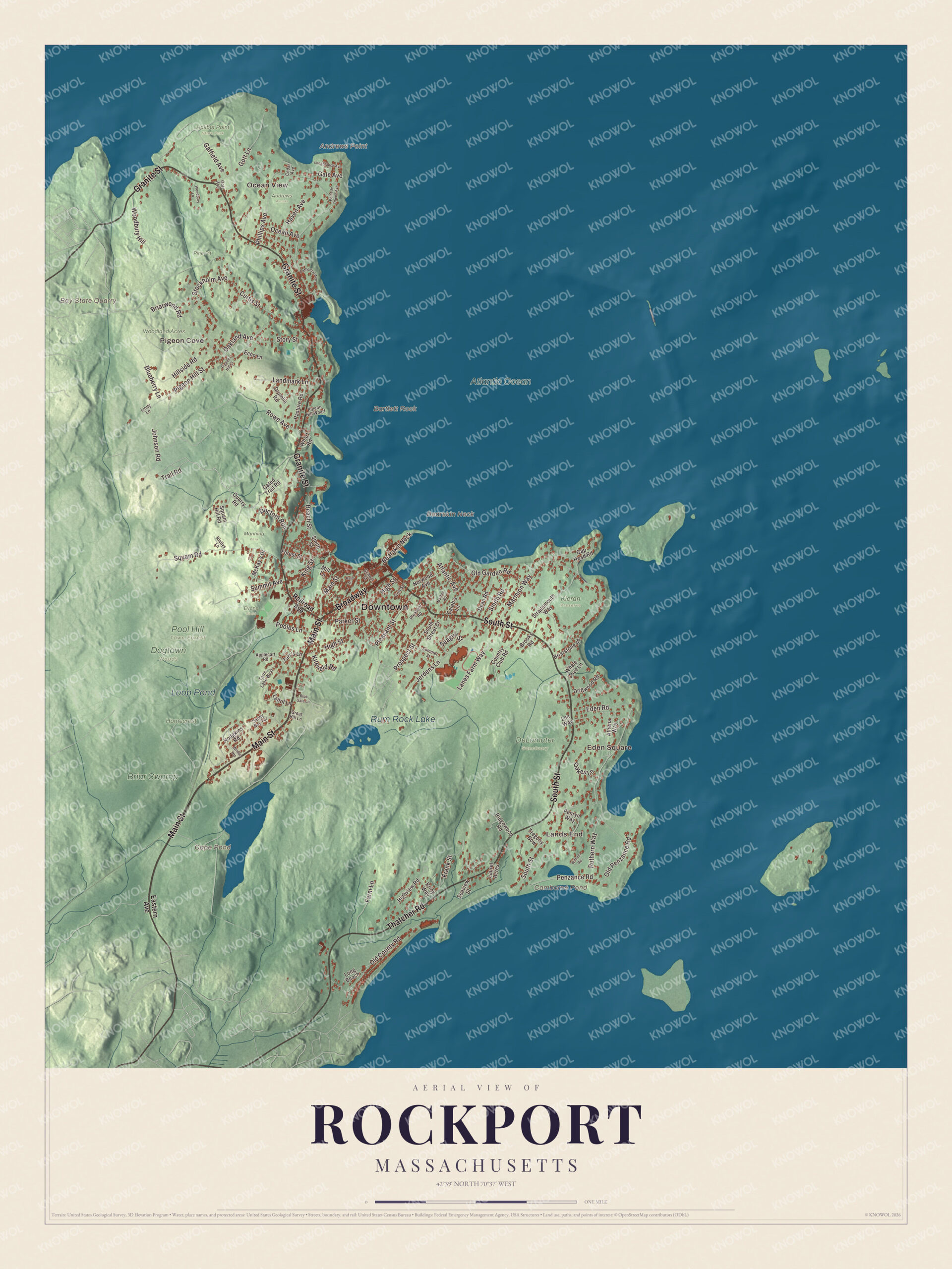 Protected watermarked complete map of Rockport, Massachusetts