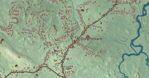 Close-up of the Rowley, Massachusetts aerial map