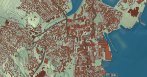 Close-up of the Salem, Massachusetts aerial map