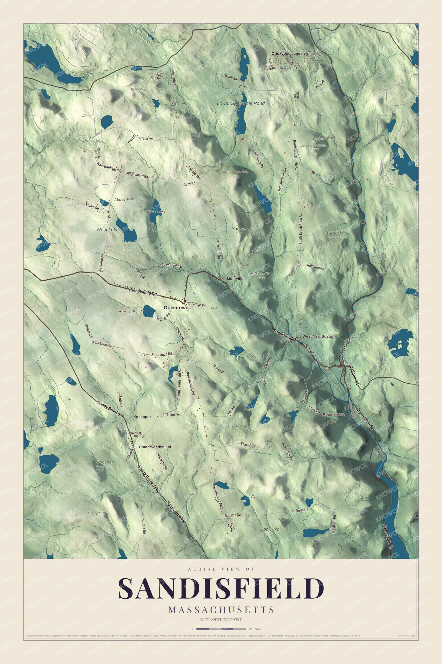 Protected watermarked complete map of Sandisfield, Massachusetts