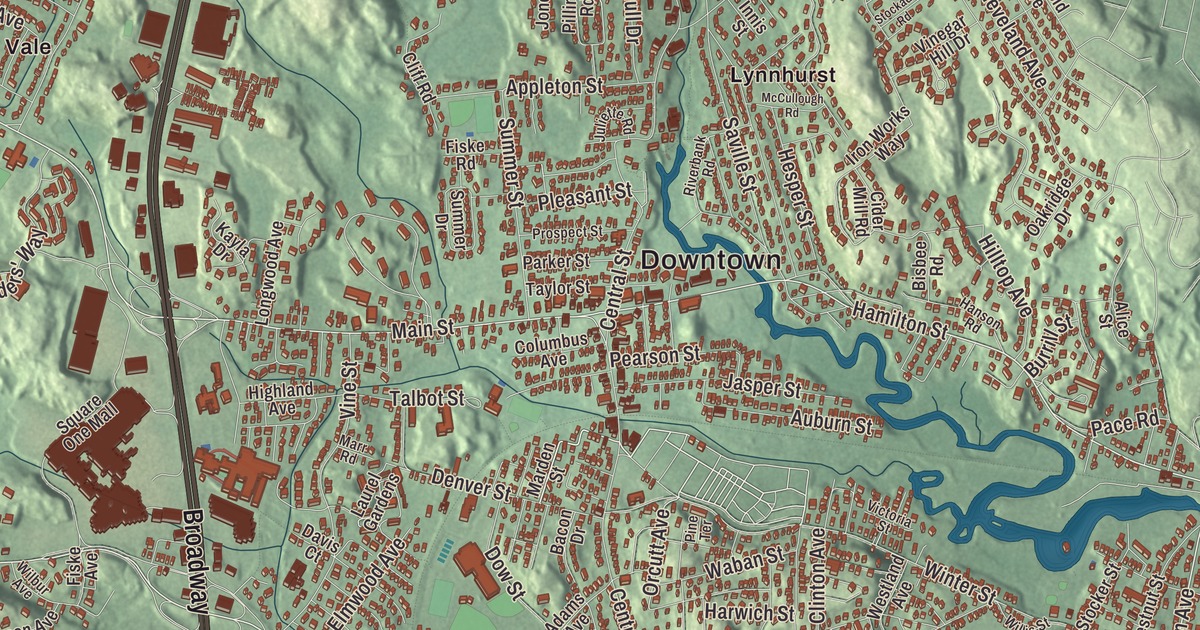 Beautifully Detailed Map of Saugus, Massachusetts