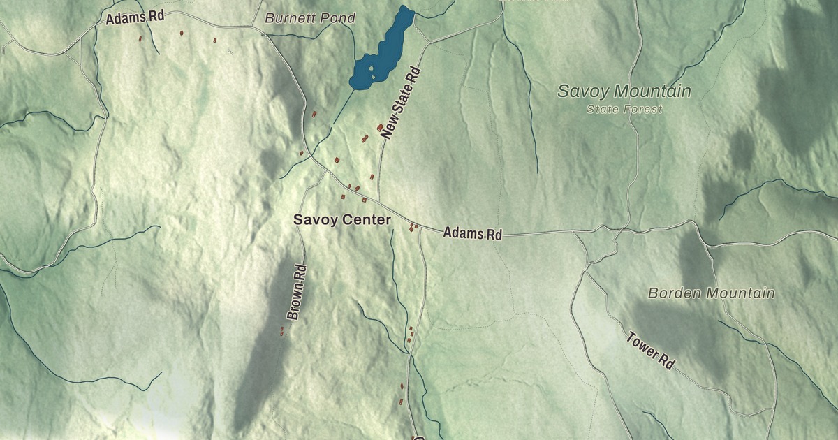 Beautifully Detailed Map of Savoy, Massachusetts
