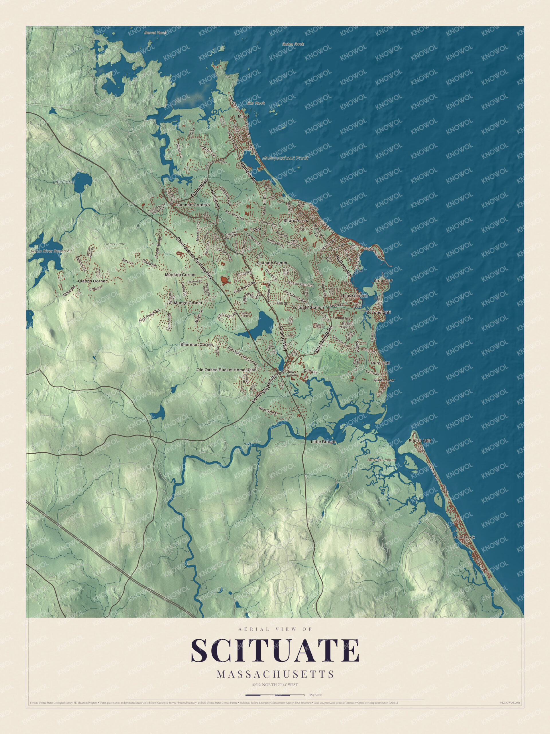 Protected watermarked complete map of Scituate, Massachusetts