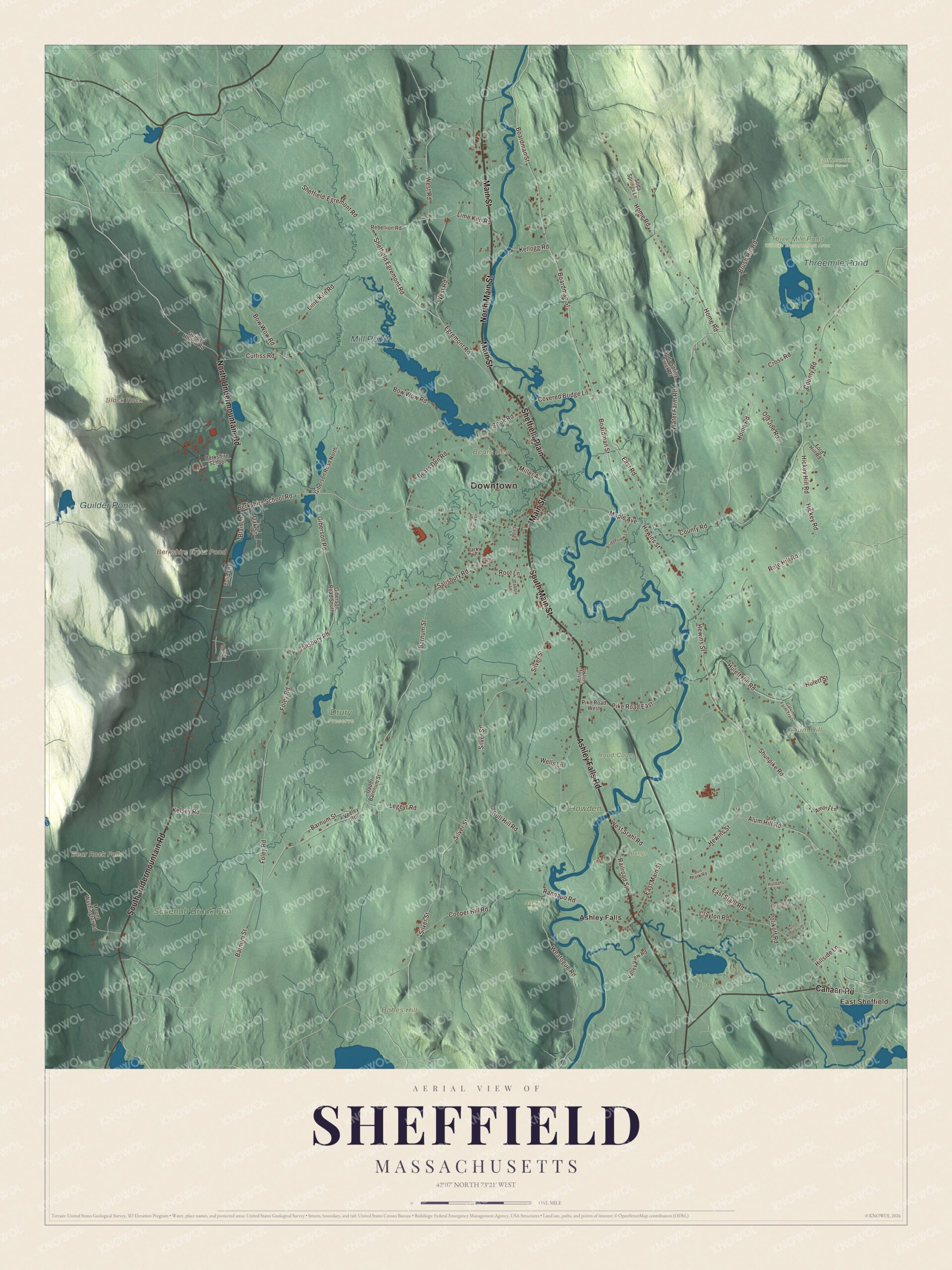 Protected watermarked complete map of Sheffield, Massachusetts