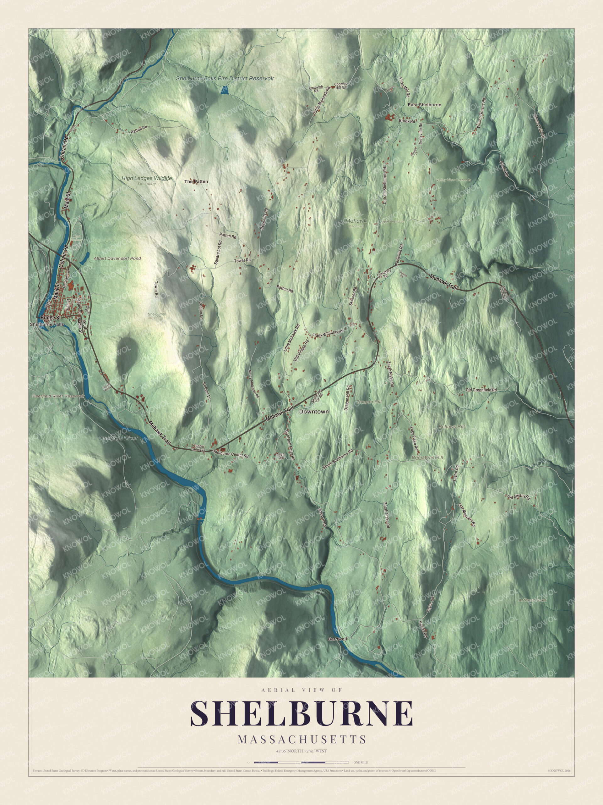 Protected watermarked complete map of Shelburne, Massachusetts