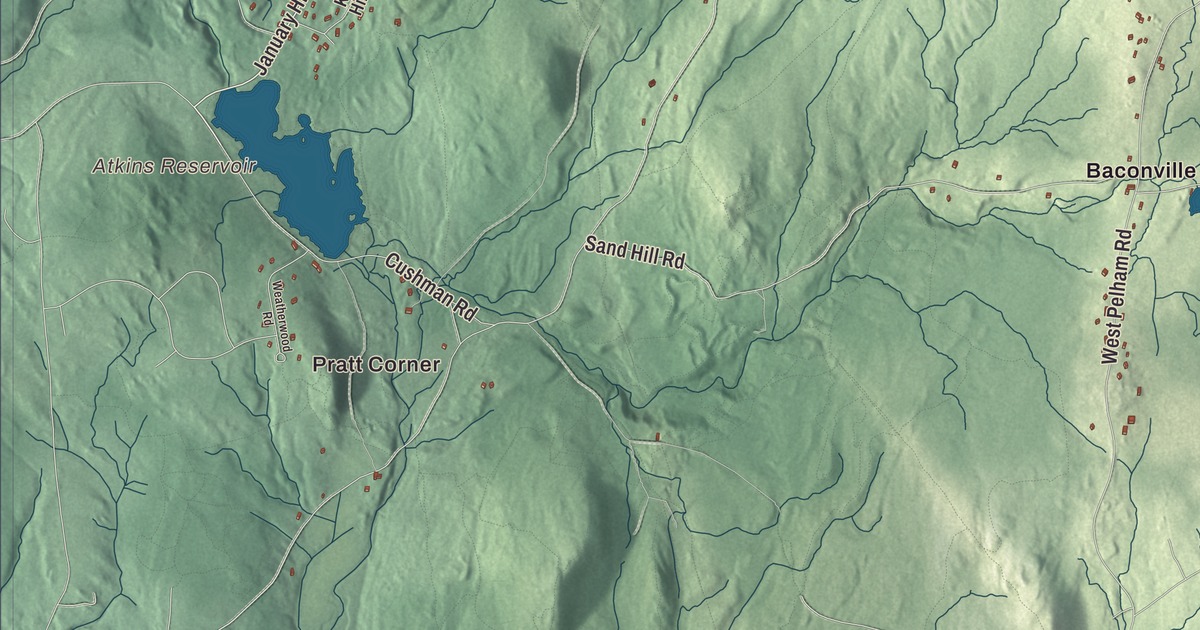 Beautifully Detailed Map of Shutesbury, Massachusetts