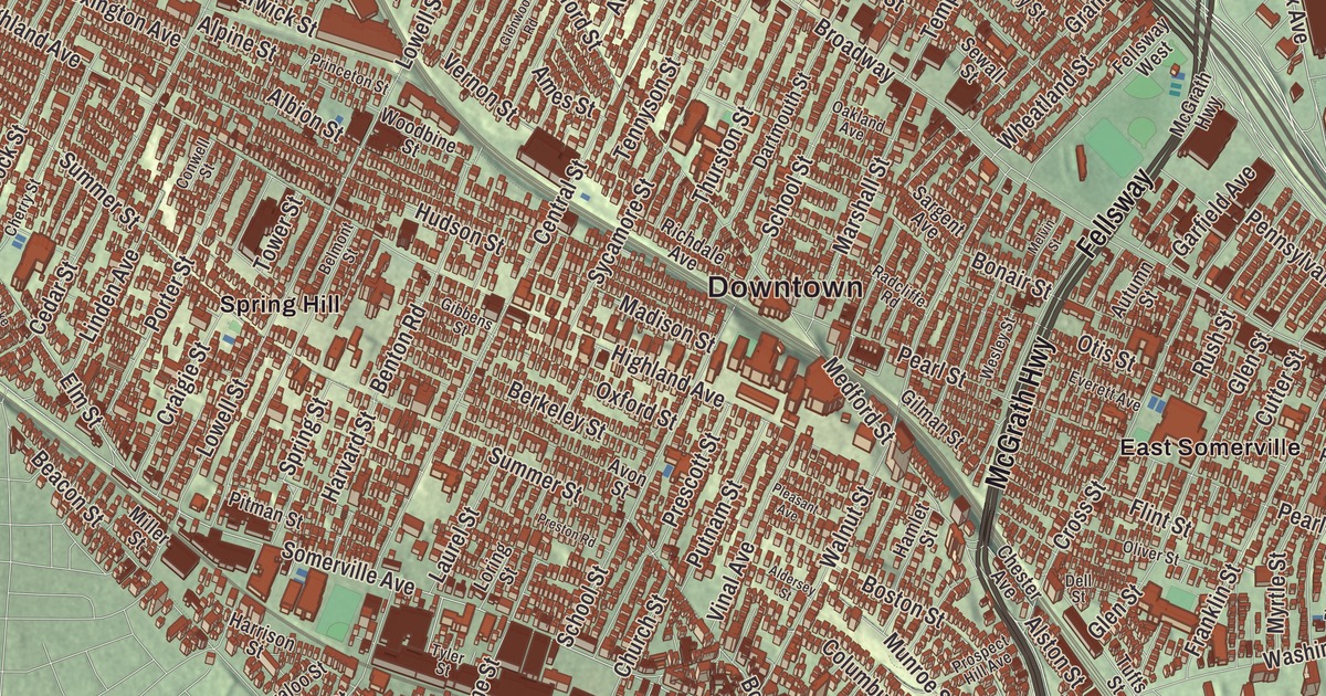 Beautifully Detailed Map of Somerville, Massachusetts
