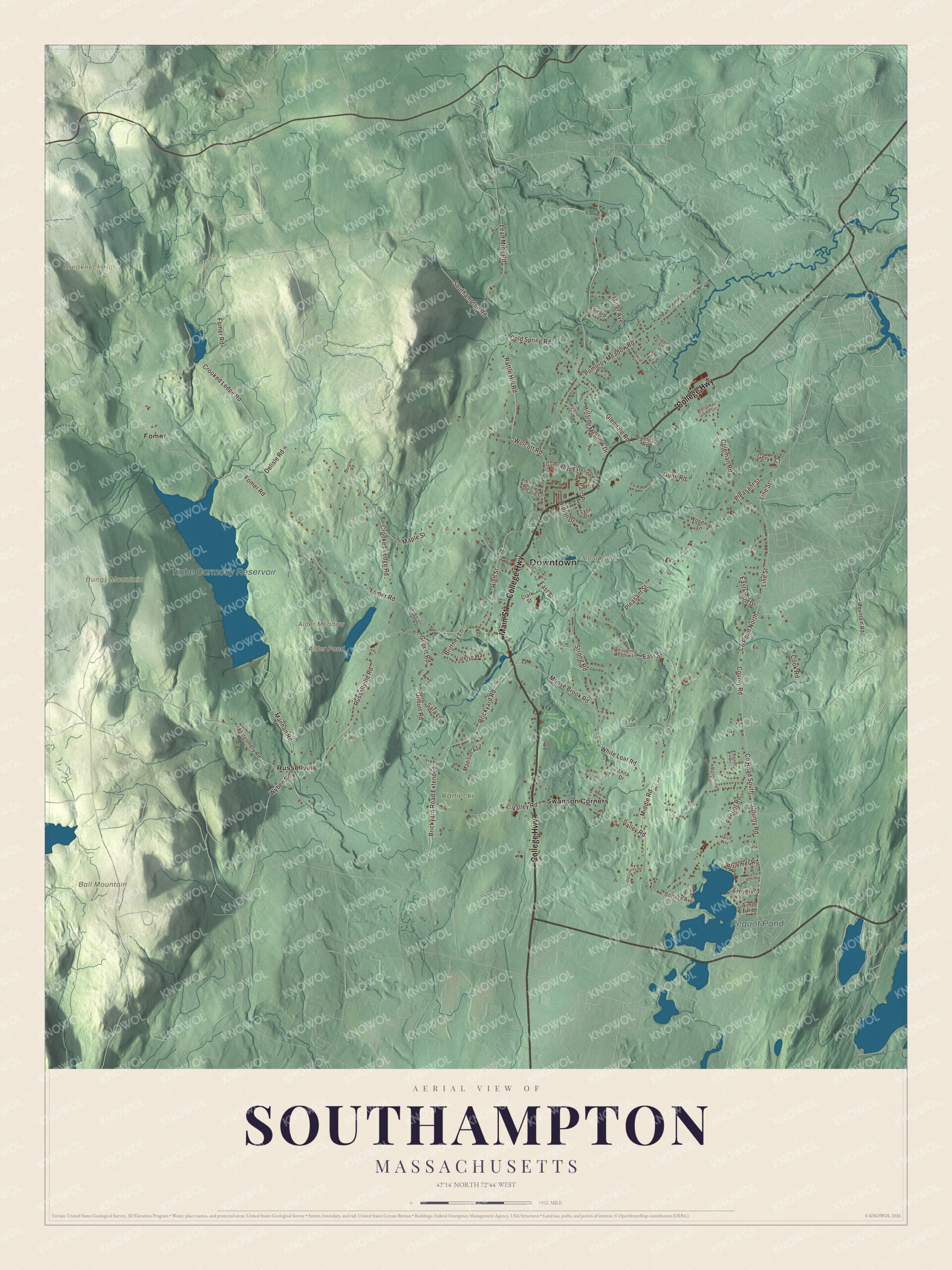 Protected watermarked complete map of Southampton, Massachusetts