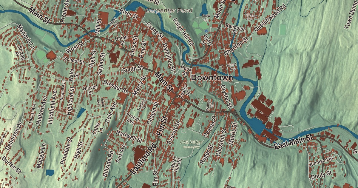 Beautifully Detailed Map of Southbridge, Massachusetts