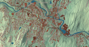 Close-up of the Southbridge, Massachusetts aerial map