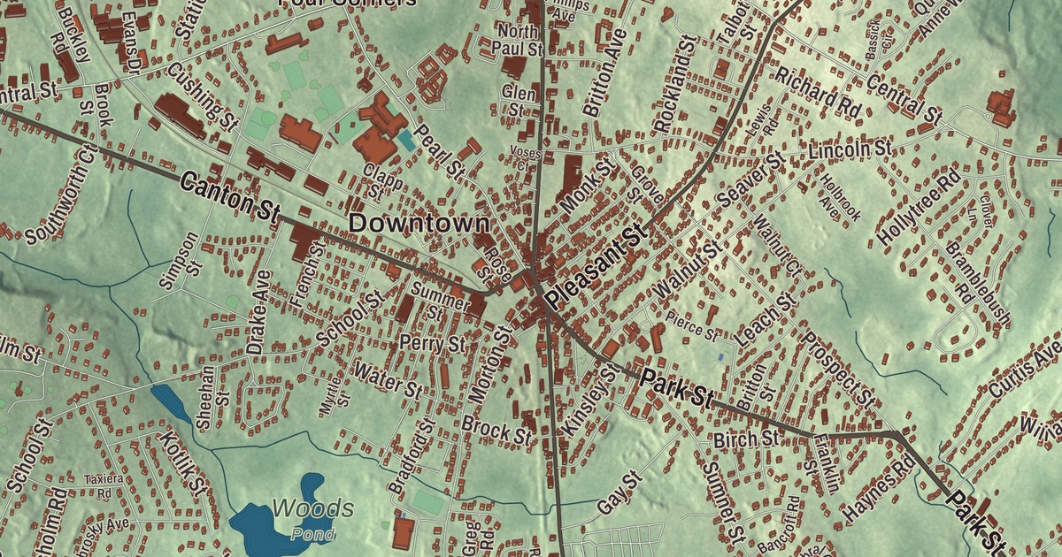 Beautifully Detailed Map of Stoughton, Massachusetts